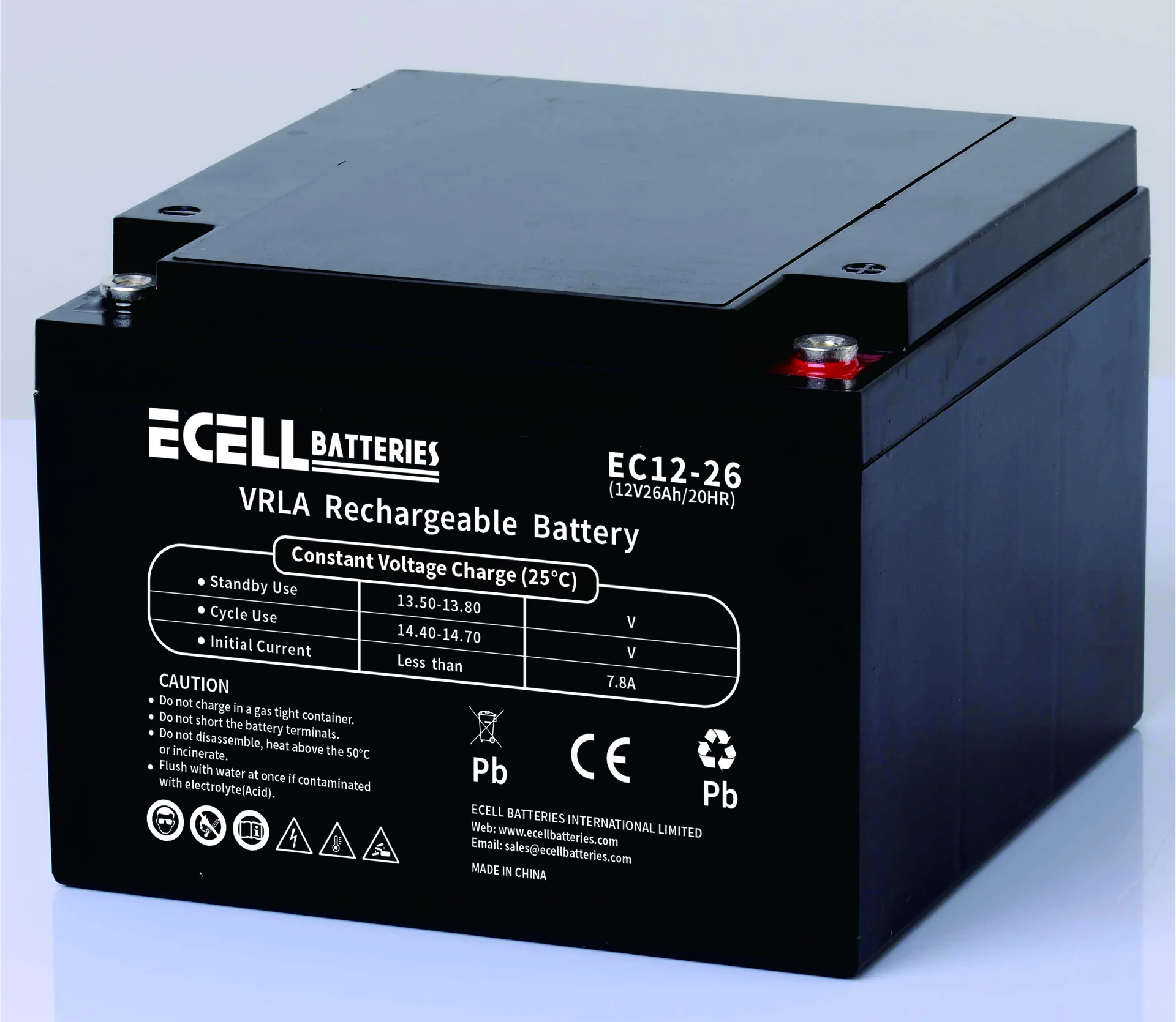 EC12-26, 12V 26AH 20HR 7.8A 竖端子 01
