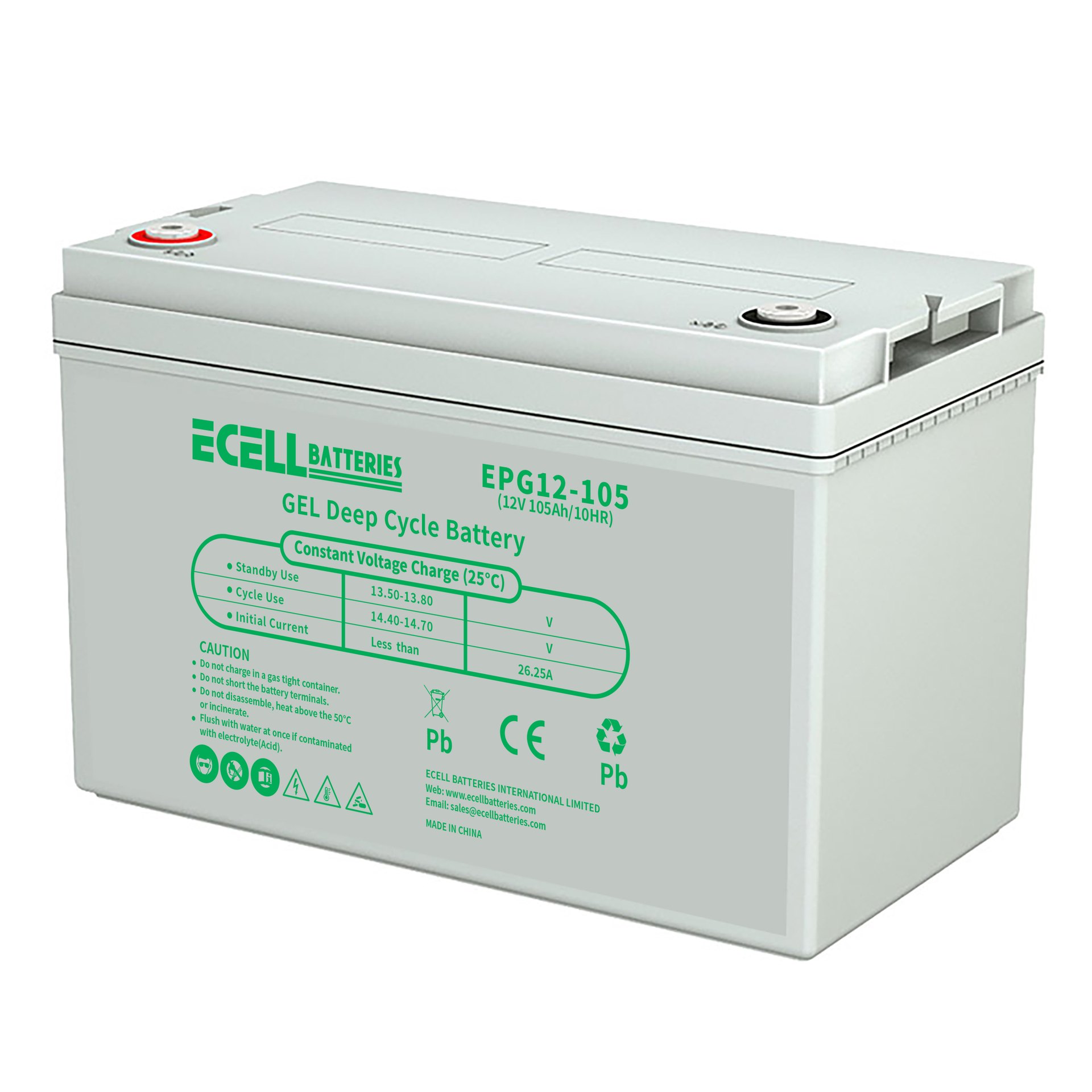EPG12-105, 12V 105Ah, 10HR, 25A